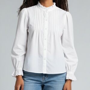 GAP White Ruffled Shirt